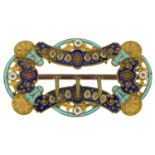 19th century French gilt brass and champleve enamel buckle, 8cm wide For further information on this