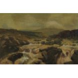 John Edmund Mace - Highland river in Spate, watercolour, inscribed verso, mounted, framed and