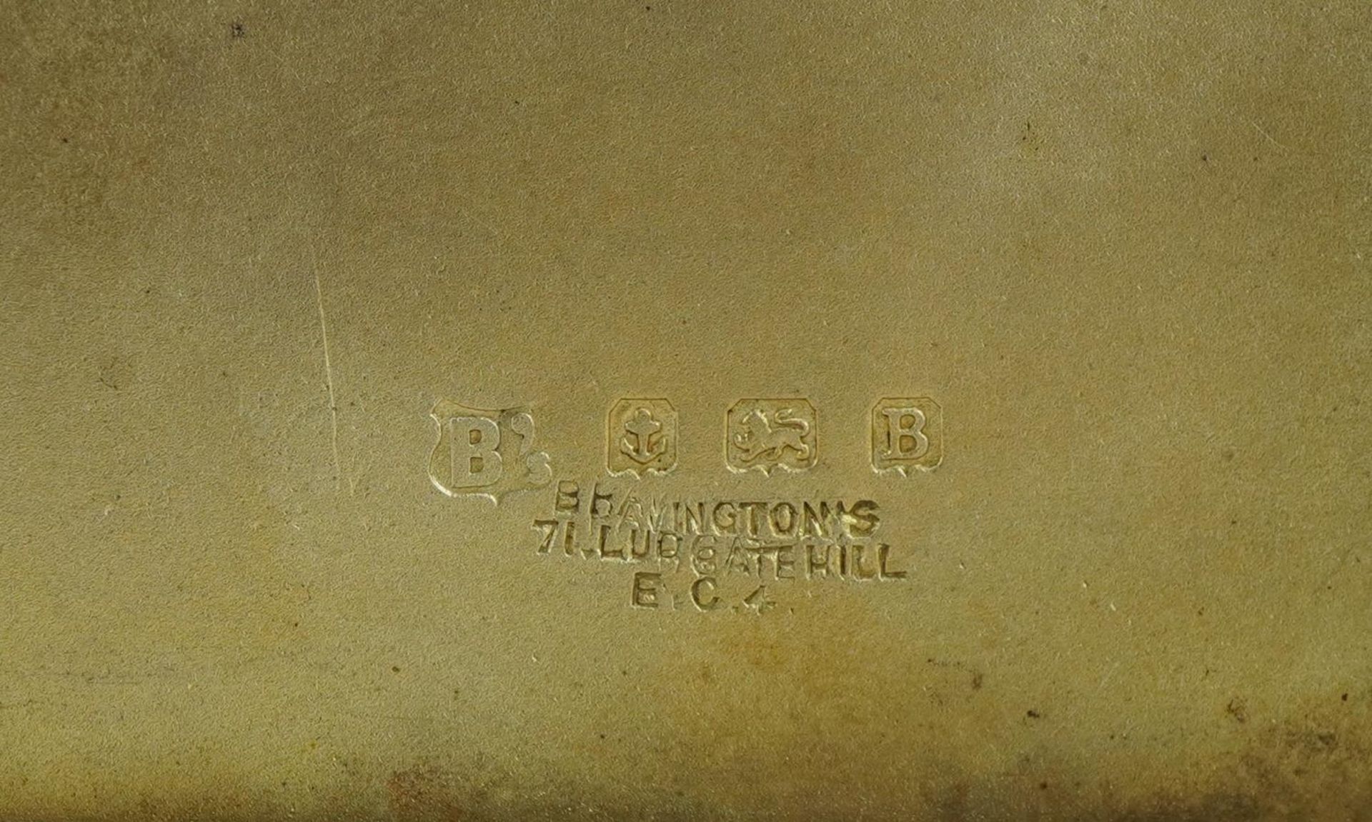 Bravingtons, George V rectangular silver cigarette case with engine turned decoration, Birmingham - Image 3 of 4