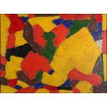 Abstract composition, geometric shapes, Russian school impasto oil on canvas, mounted and framed,