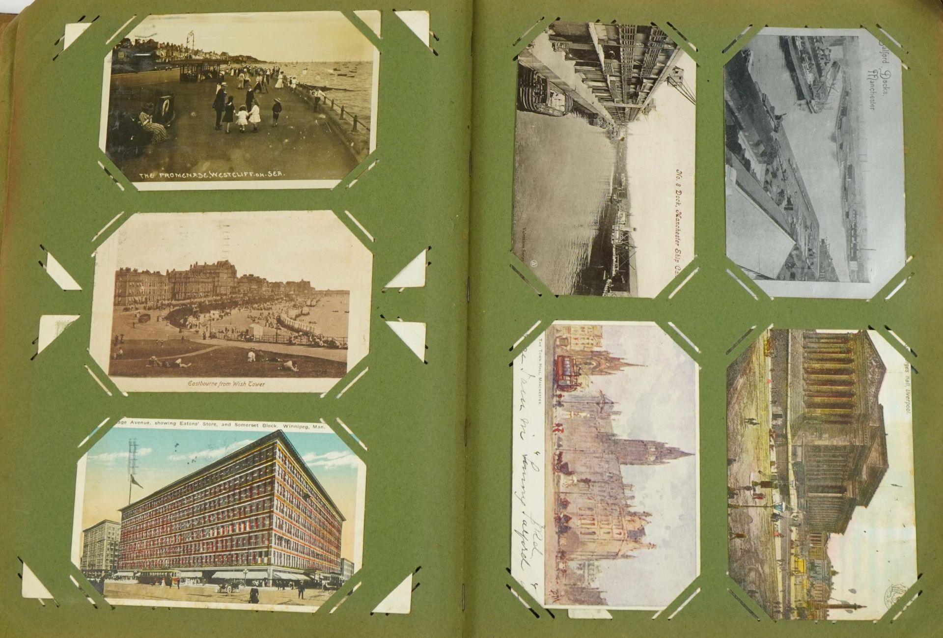 Good collection of Edwardian topographical and social history postcards arranged in an album, some - Image 17 of 19