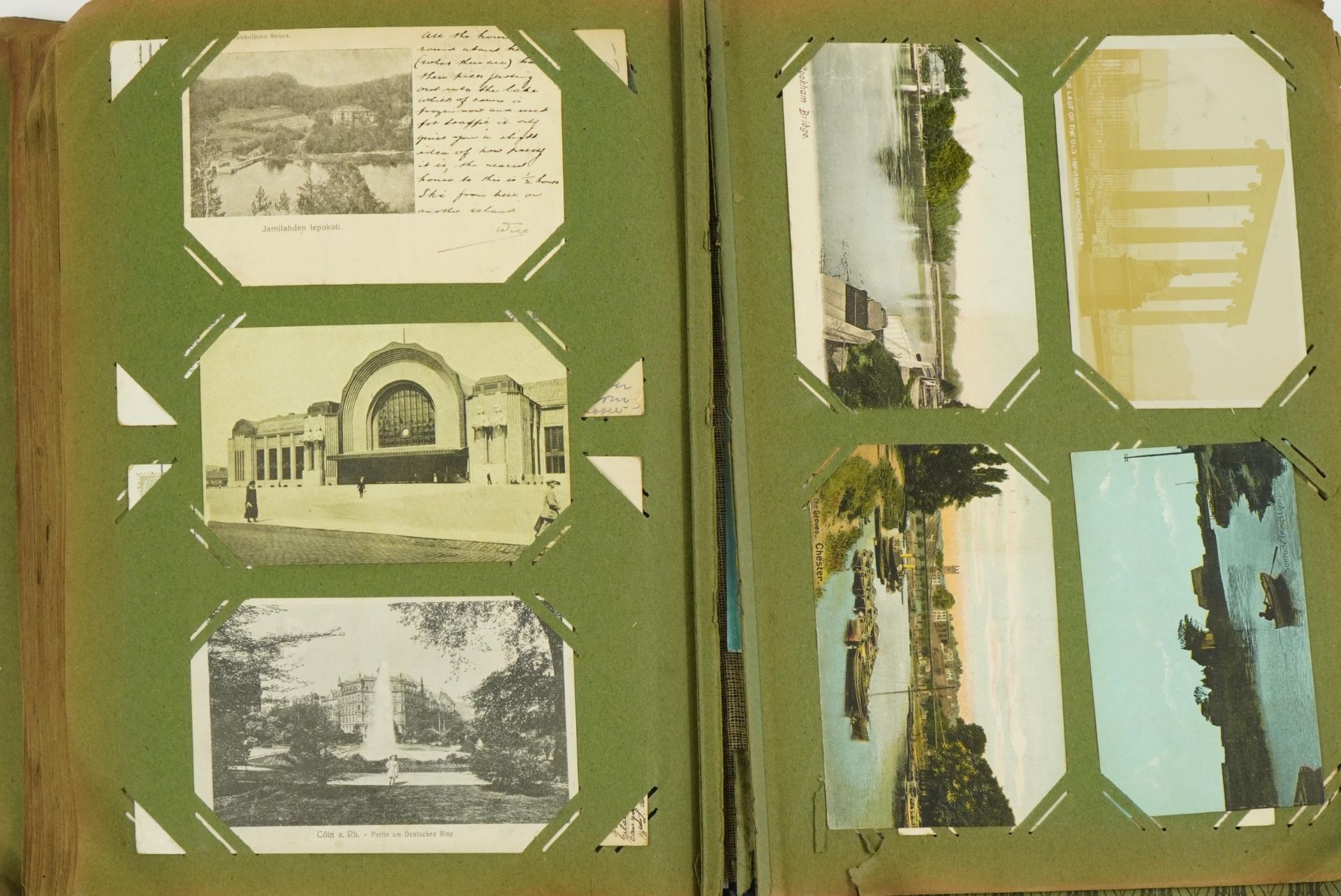 Good collection of Edwardian topographical and social history postcards arranged in an album, some - Image 18 of 19