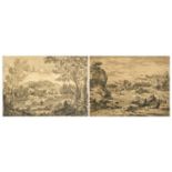 Dutch landscapes, two antique prints, one after Abraham Genoels and inscribed in pencil Antwerp
