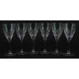 Set of six Royal Doulton crystal wine glasses, each 18cm high For further information on this lot