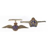 Two military interest silver and enamel RAF and Royal Navy sweetheart brooches, the largest 5cm