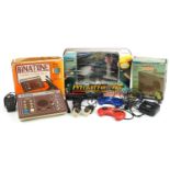 Vintage toys comprising Binatone Colour TV Game MK6, Interact PS Flight Force Pro and Sega Mega