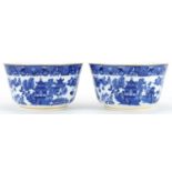 Two Royal Worcester porcelain bowls decorated in the chinoiserie manner, 15cm in diameter For