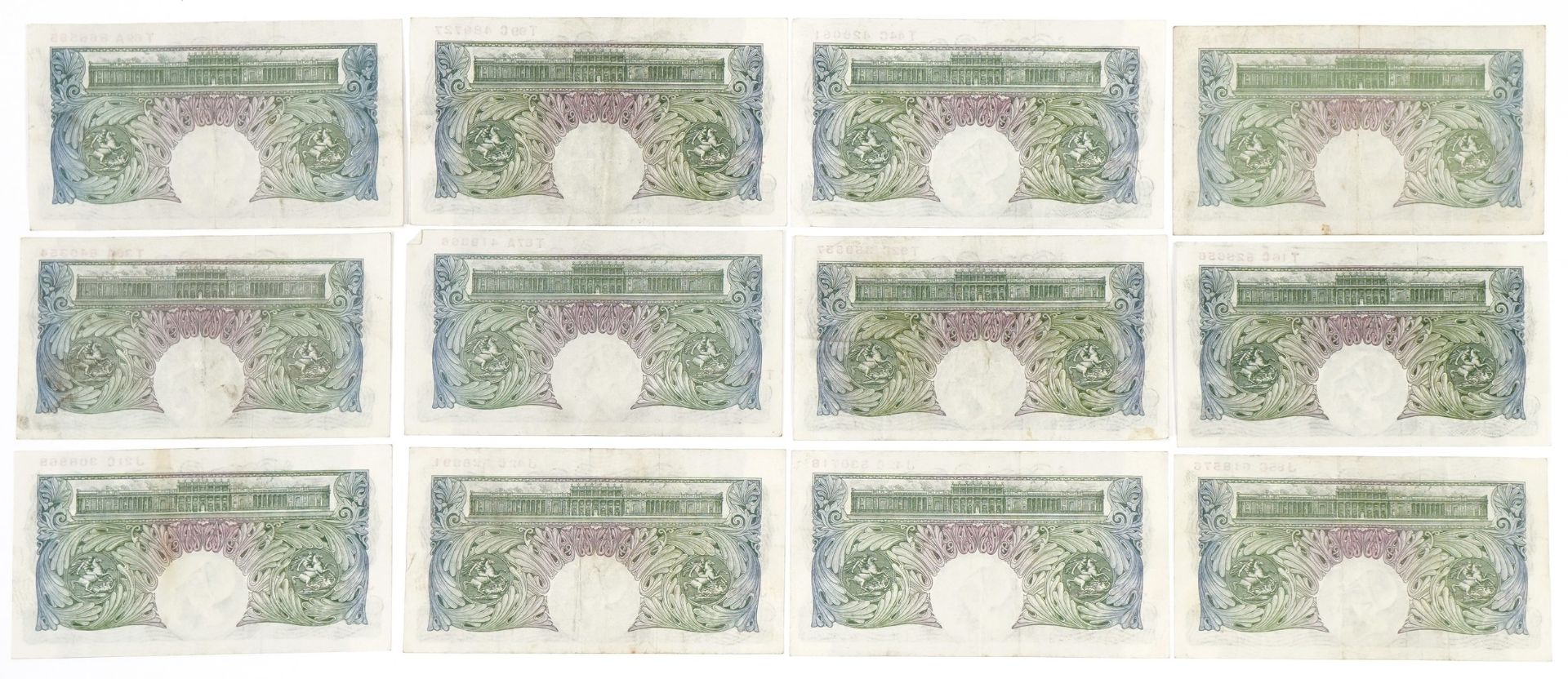 Twelve Bank of England one pound notes comprising P S Beale and K O Peppiatt Chief Cashiers, various - Image 3 of 3