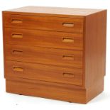 Hu, Danish teak four drawer chest, 67cm H x 70cm W x 43cm D For further information on this lot