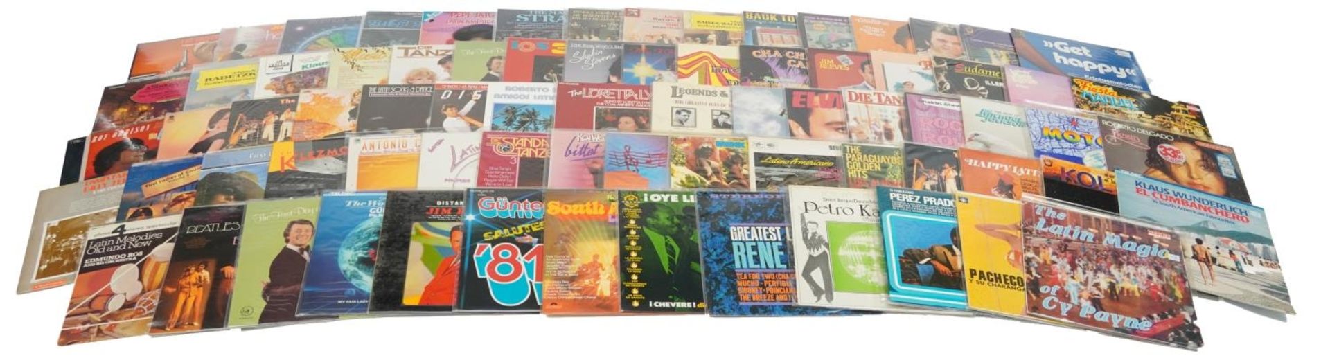 Predominantly Latin and classical vinyl LP records including Shakin' Stevens, Cha Cha Carnival,