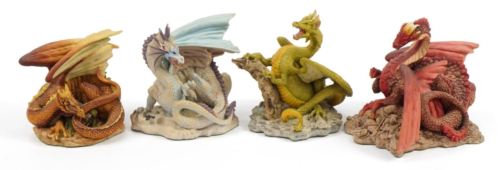 Set of four Enchantica Four Seasons dragons by Holland Studio Craft with certificates, two with - Image 2 of 6