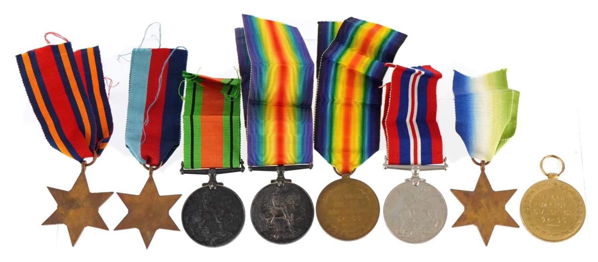 British military World War I and World War II family medals comprising two World War I pairs awarded - Image 3 of 7