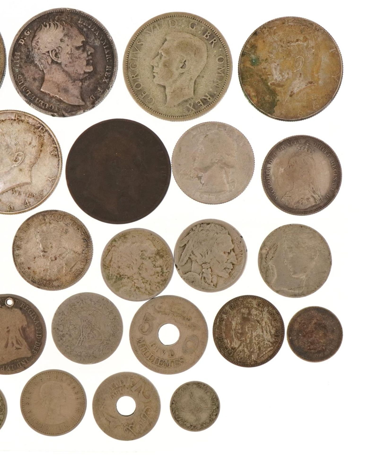 Antique and later British and world coinage including Victorian 1887 shilling, 1937 crown and 1834 - Image 3 of 6