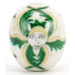 Armenian Ottoman hanging ball hand painted with religious faces, 7.5cm high For further
