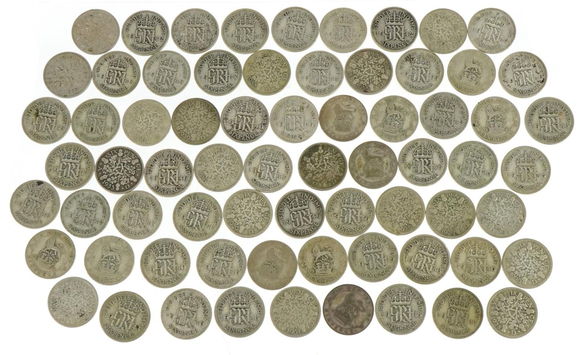 British pre decimal, pre 1947 sixpences, 187.5g For further information on this lot please contact - Image 4 of 6