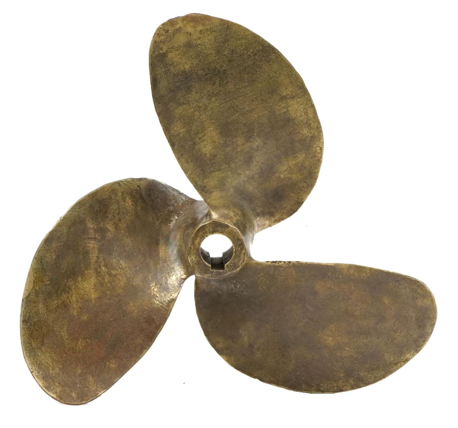 Phosphor bronze three blade boat propeller impressed D:425, 36cm in diameter For further information
