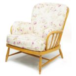 Ercol Jubilee light elm stick back armchair, 83cm high For further information on this lot please