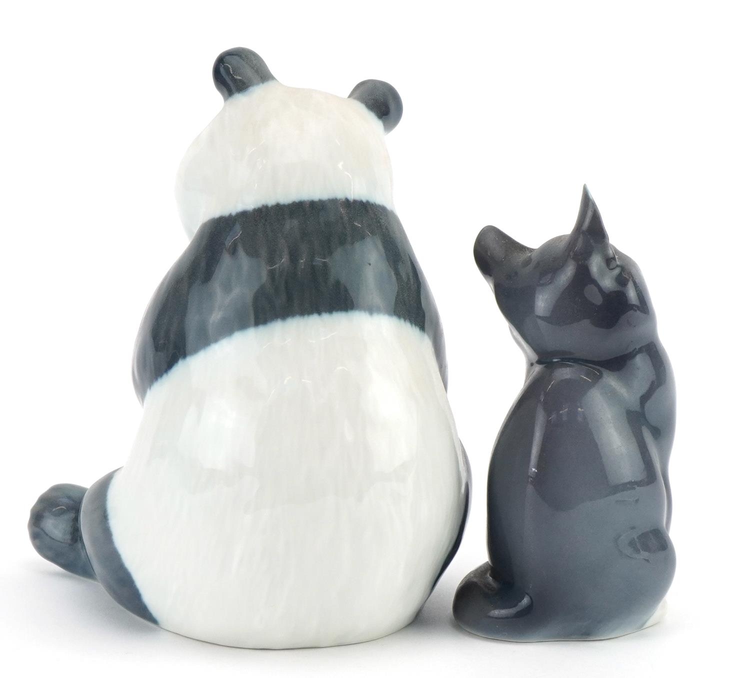 Royal Copenhagen, Danish porcelain seated panda and cat, the largest 17.5cm high For further - Image 2 of 3