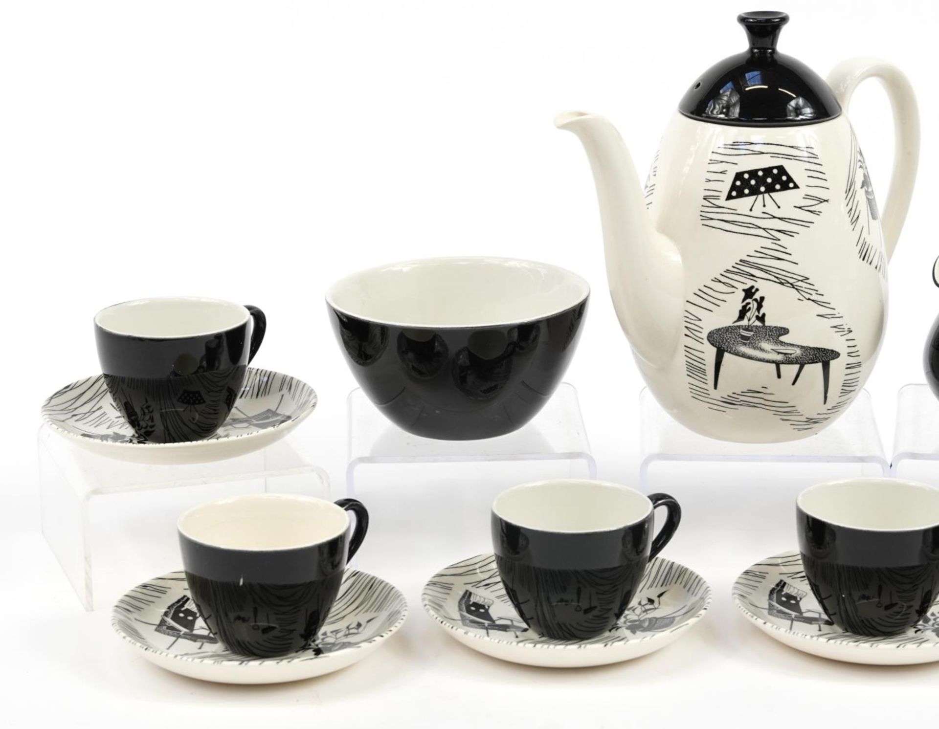 Ridgeways Homemaker six place coffee set comprising coffee pot, milk jug, sugar bowl and six cups - Image 2 of 4