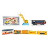 Vintage Dinky Toys diecast truck, machine and boxes comprising Foden Flat Truck 503 with lid,