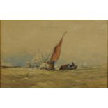 Ships and tugboats at sea, 19th century maritime interest British school heightened watercolour,
