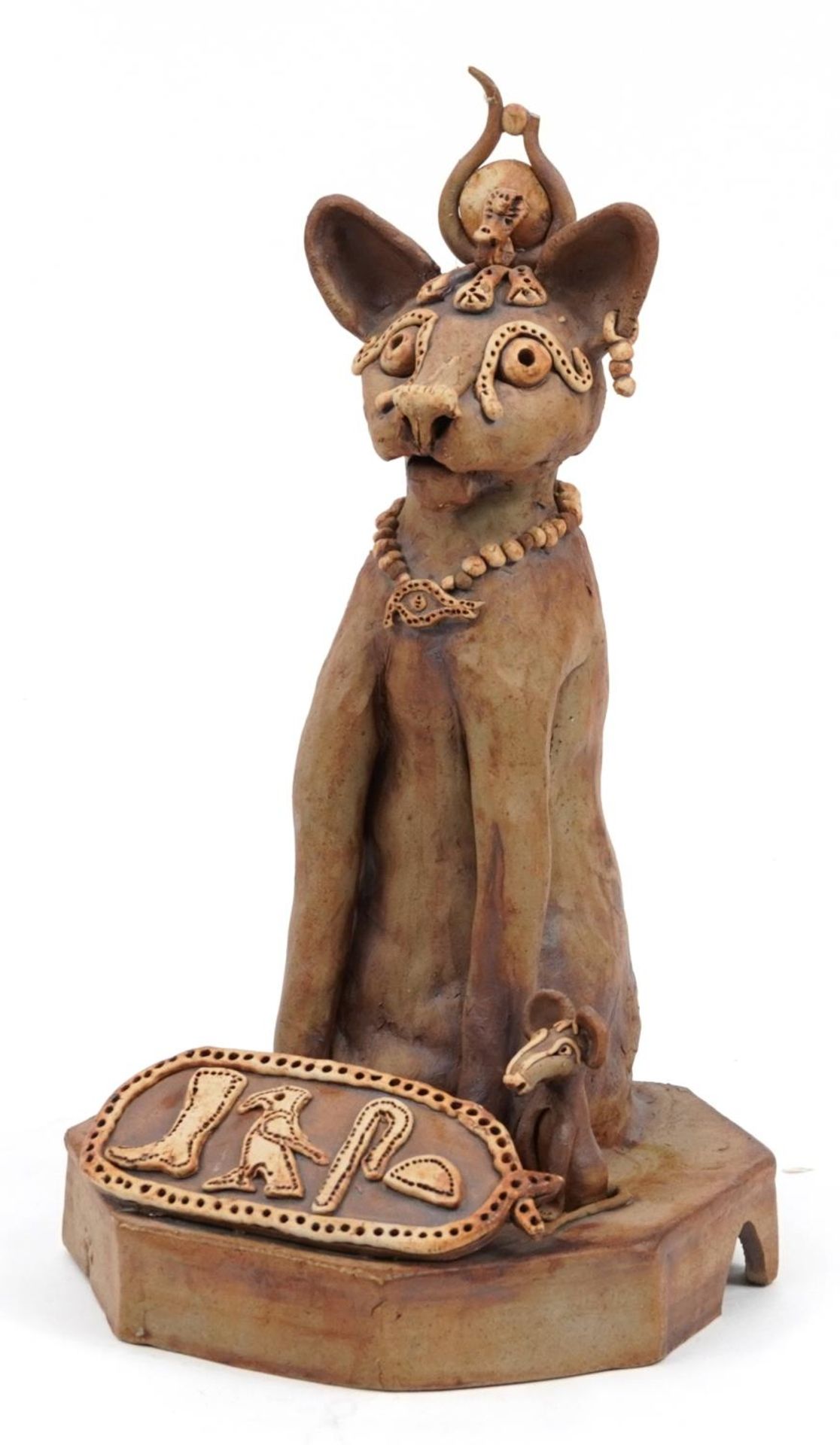 Studio pottery model of an Egyptian New Kingdom period cat, 35cm high For further information on