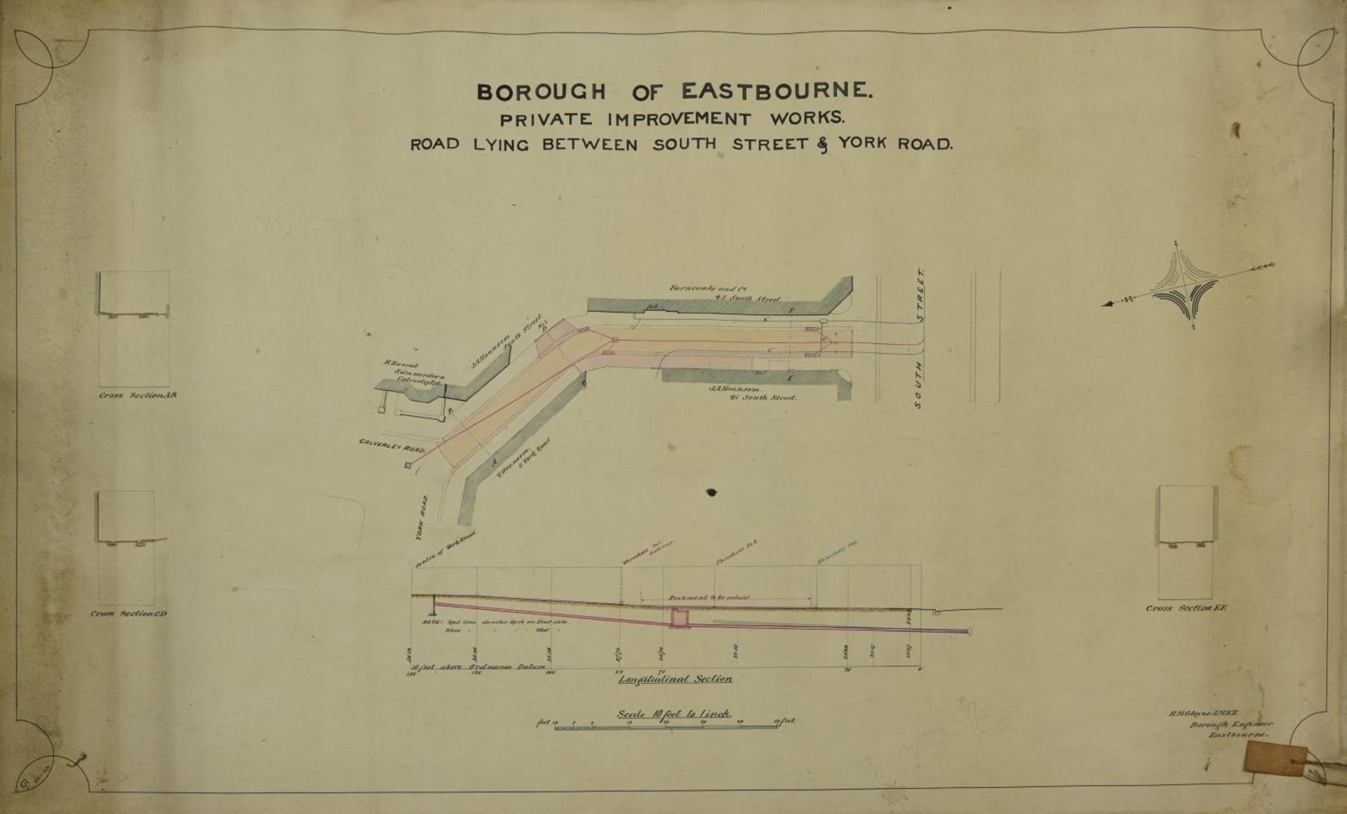 Six Eastbourne Borough canvas road plans, Rear of Gore Park Road, cross sections, alternations to - Image 4 of 14