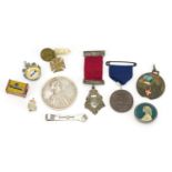 Sundry items including sterling silver mounted button of a female, silver Kent Education Committee