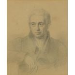 Head and shoulders portrait of a gentleman wearing a jacket, late 18th/early 19th century pencil,