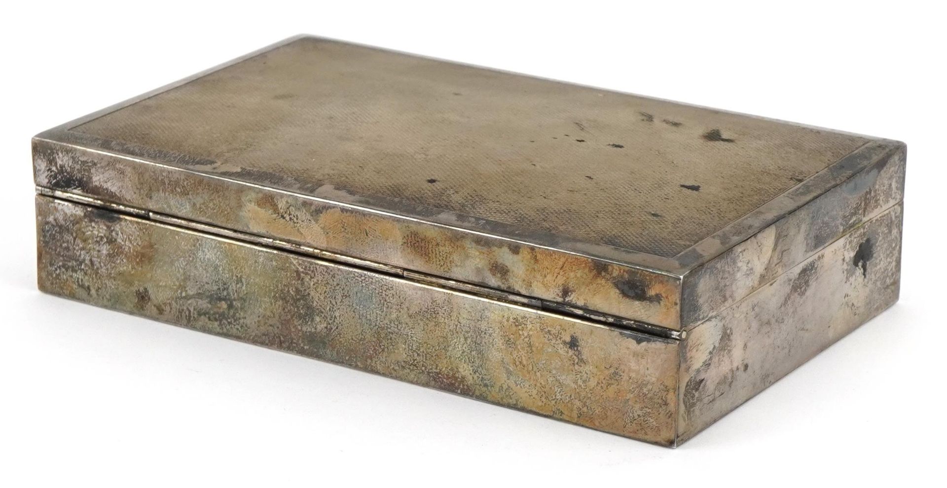 Cohen & Charles, Edward VII rectangular silver cigar box, the hinged lid with engine turned - Image 3 of 5