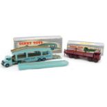 Two vintage Dinky Toys diecast vehicles with boxes comprising Foden Flat Truck 905 and Pullmore
