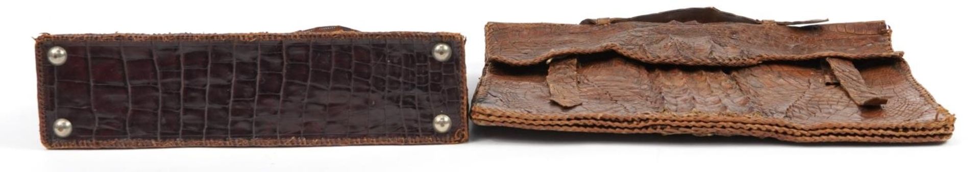 Two vintage crocodile skin bags, the largest 41cm wide For further information on this lot please - Image 3 of 3