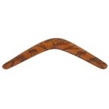 Australian Aboriginal boomerang carved with kangaroo, ostrich and kookaburra, 57cm in length For