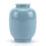 Miniature Chinese porcelain vase having a clair de lune glaze, six figure character marks to the