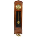 Mahogany longcase clock with visible pendulum and weights, the gilt dial with Arabic numerals, 203cm