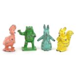 Four hand painted lead animals from Beatrix Potter including Mr Toad For further information on this