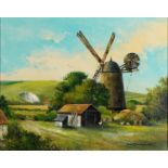 Derek C Baulcomb 2002 - Polegate Windmill, East Sussex, oil on canvas, mounted and framed, 49cm x