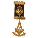 9ct gold and enamel South Western Lodge masonic jewel set with a diamond presented to Bro William