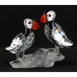 Swarovski coloured crystal bird group of two puffins, 8cm wide For further information on this lot