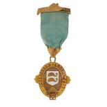 9ct gold and enamel Yarborough Lodge masonic jewel presented to W Bro B Lester by the Yarborough