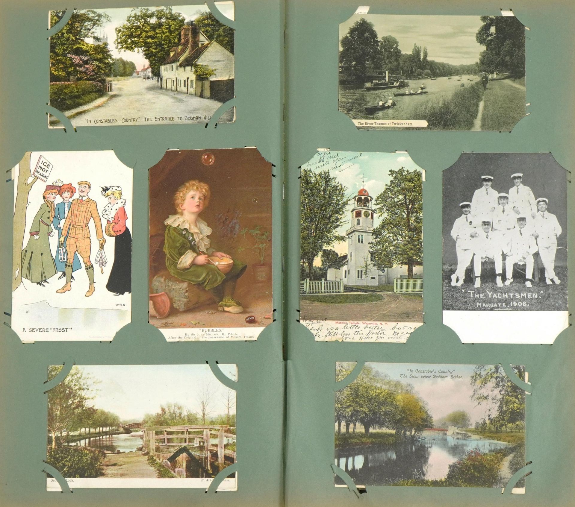 Edwardian and later topographical, social history and comical postcards arranged in an album - Image 10 of 15