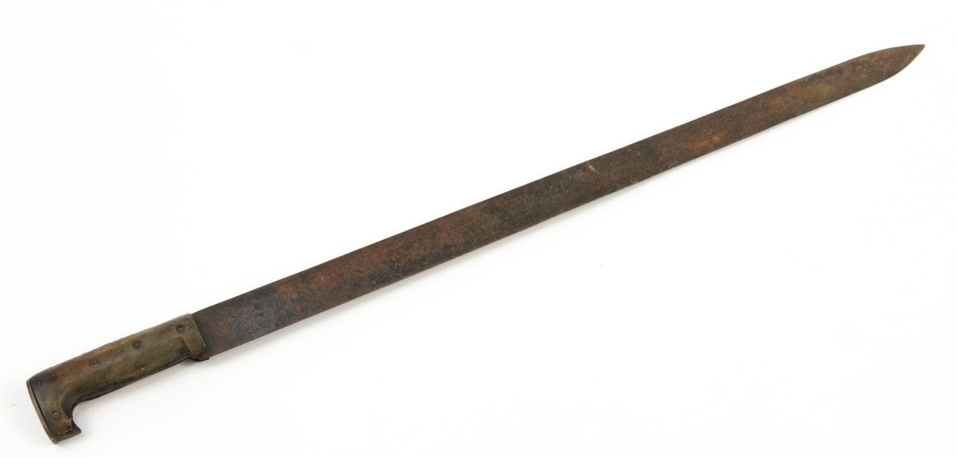 19th century European machete with horn handle and steel blade impressed F C Schulte Garantieado, - Image 4 of 4