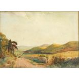 James Paterson - Children playing on a country lane, Scottish watercolour, mounted, framed and