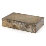 Cohen & Charles, Edward VII rectangular silver cigar box, the hinged lid with engine turned