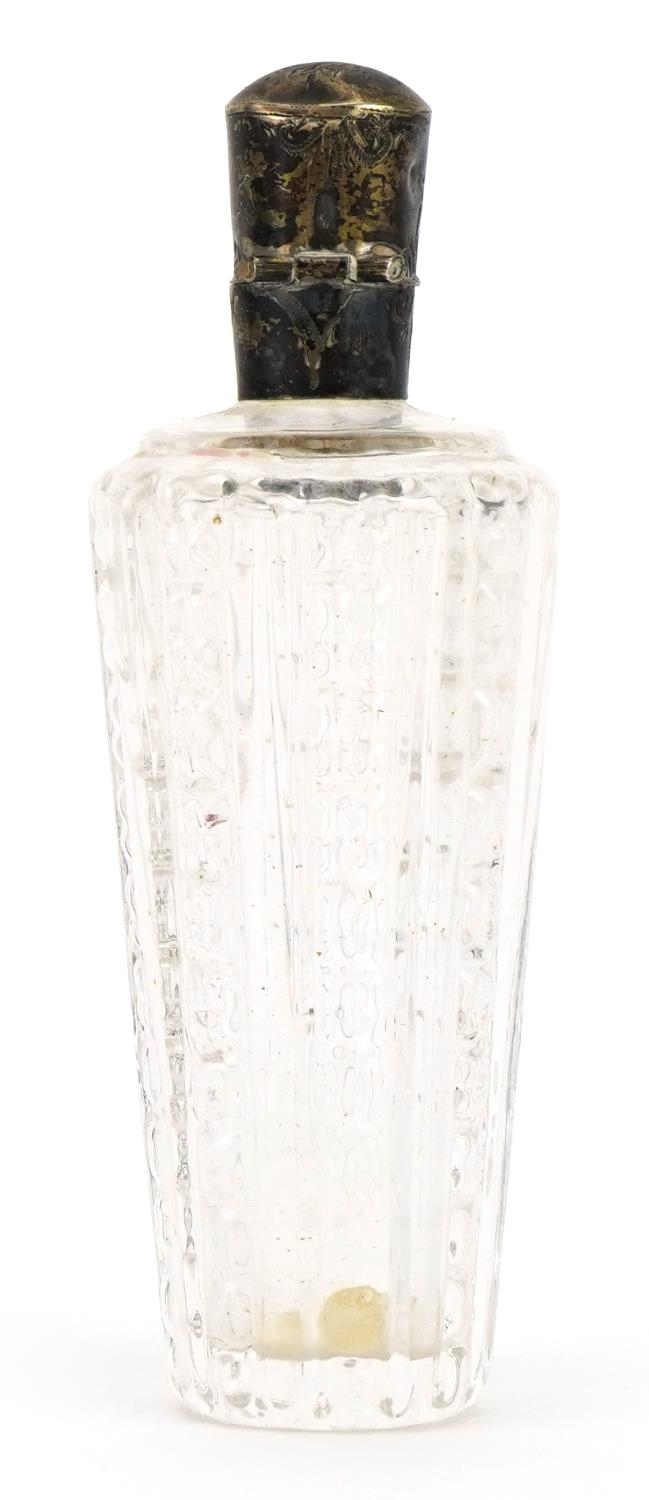 Antique cut glass scent bottle with unmarked silver lid, 9cm high For further information on this - Image 2 of 3