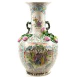 Large Chinese porcelain floor standing vase decorated in relief with peaches, hand painted in the