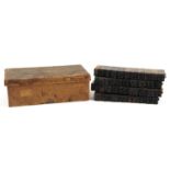 Set of vintage alphabet and numbers printer's blocks with fitted case For further information on