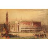 Jampes Alphege Brewer - Venice, pencil signed etching in colour with L F blind stamp, mounted and