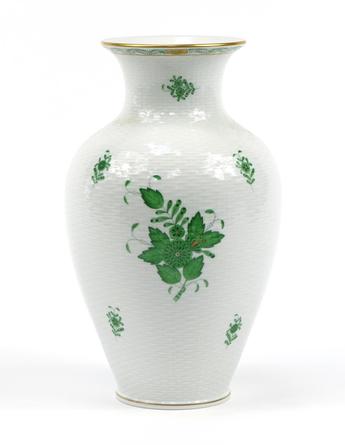 Herend, large Hungarian porcelain vase hand painted in the Chinese Bouquet pattern, incised 6961