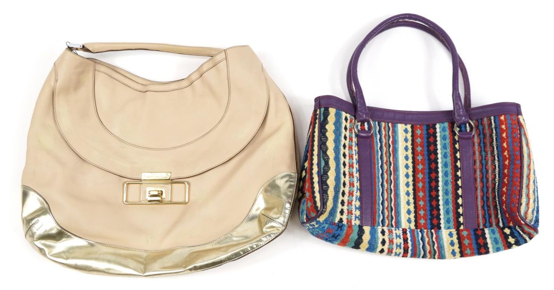 Two ladies bags comprising Anya Hindmarch and Missoni, the largest 46cm wide For further